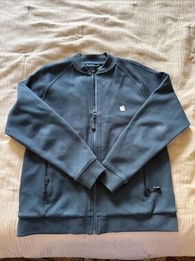 Apple Dark Blue (Teal) Full-Zip Varsity Jacket